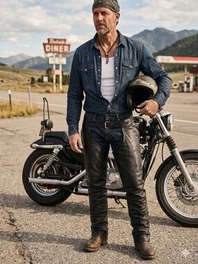 Select Genuine Leather Motorcycle Chaps Black Made in Canada